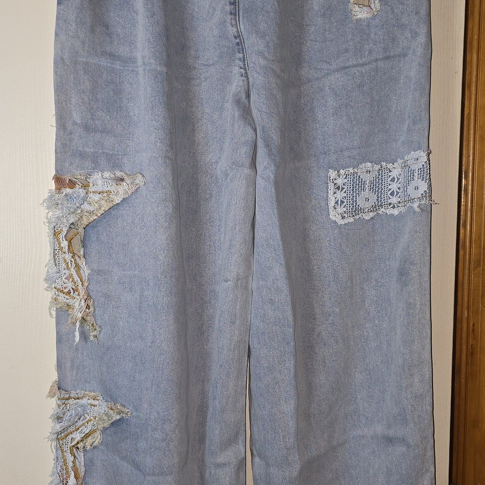 Women's L POL Star Patchwork Jogger Pants Boho Hippie Trendy NWOT - Picture 7 of 11